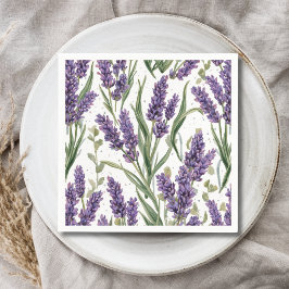 Lila Lavendelblüten Aquarell Botanisch Serviette