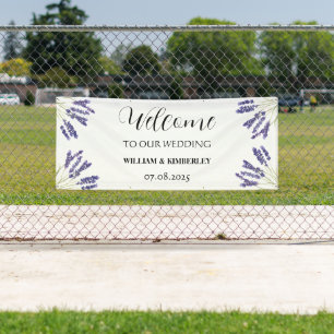 Lila Lavendelblüten Rustikale Elegante Hochzeit Banner
