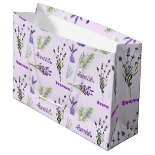 Lila Lavendelblüten und Lavendelsträuße Große Geschenktüte