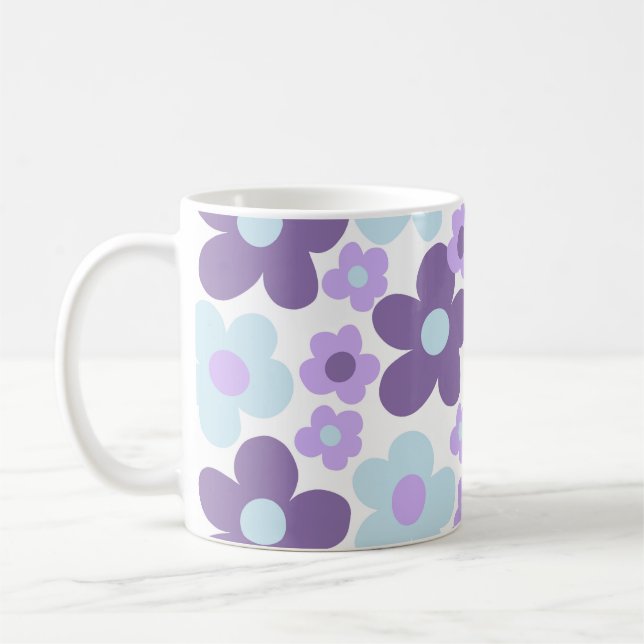 Lila Lavender Blue Daisies Retro Traum #1 #retro Kaffeetasse (Links)