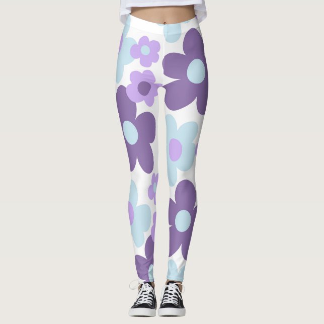 Lila Lavender Blue Daisies Retro Traum #1 #retro Leggings (Vorderseite)
