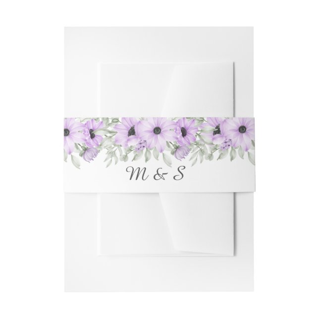 Lila Lavender Blume Script Hochzeit Einladungsbanderole (Vorderseite Beispiel)
