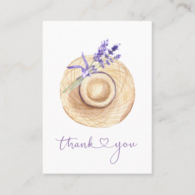 Lila Lavender Blume Straw hat vielen Dank Visitenkarte (Vorderseite)