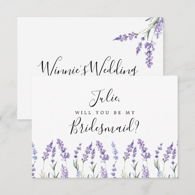 Lila Lavender Bridesmaid Card Einladung (Vorne/Hinten)