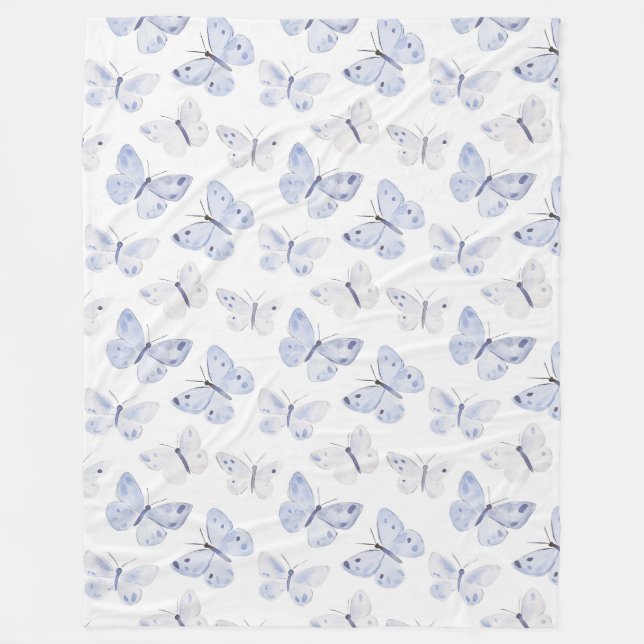 Lila Lavender Butterfliegen Fleecedecke (Vorderseite)