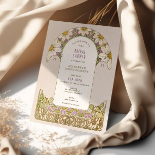 Lila Lavender Daisis Brautparty Jugendstil Einladung