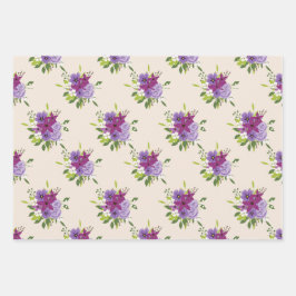 LILA & LAVENDER EASTER CROSSES WASSERFARBE BLUME GESCHENKPAPIER SET