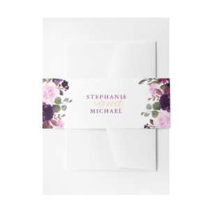 Lila Lavender Floral Boho Einladung Bauchband Einladungsbanderole