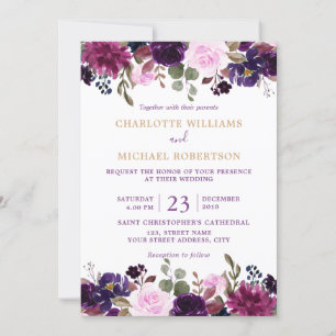 Lila Lavender Floral Boho Hochzeit Einladung
