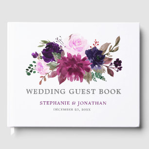 Lila Lavender Floral Boho Wedding Gästebuch