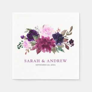 Lila Lavender Floral Boho Wedding Paper Napkin Serviette
