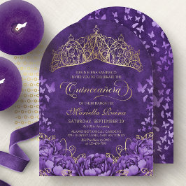 Lila Lavender Floral Tiara Quinceanera Einladung