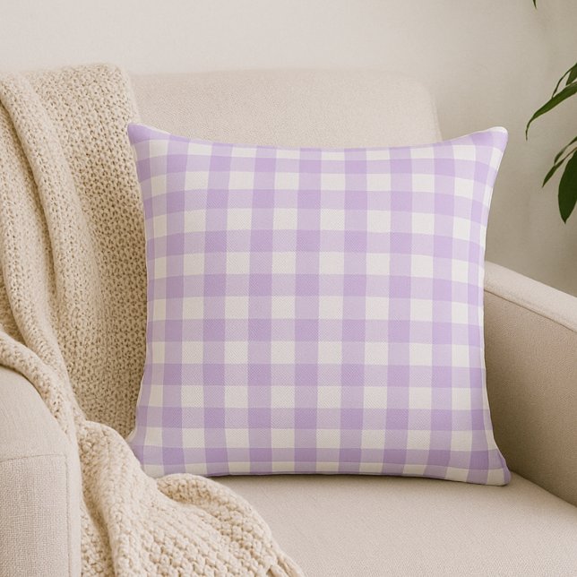 Lila Lavender Gingham Kariert Throw Kissen (Von Creator hochgeladen)