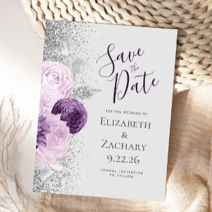 Lila Lavender Grau Silver Glitzer Postkarte