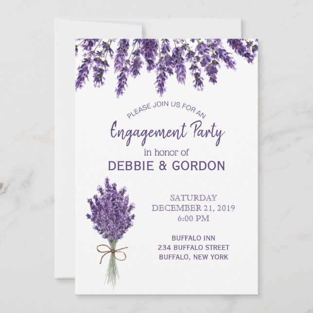 Lila Lavender Lilac Blume Hochzeit Verlobung Einladung (Vorderseite)