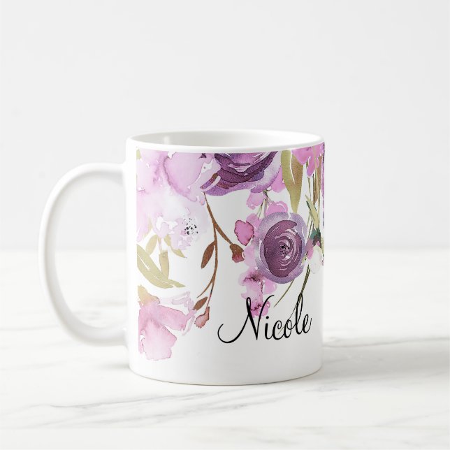 Lila Lavender Lilac Wasserfarbe Blumenchic Kaffeetasse (Links)