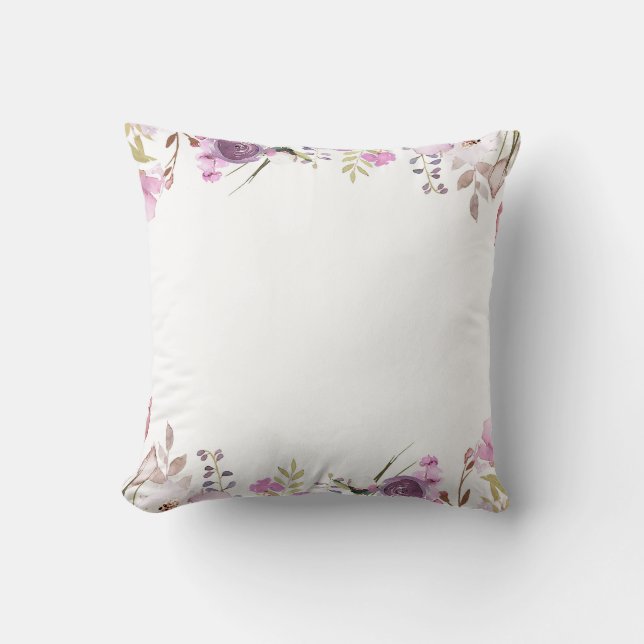 Lila Lavender Lilac Wasserfarbe Blumenchic Kissen (Vorderseite)