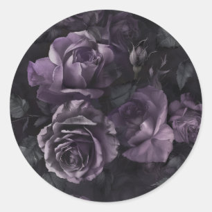 Lila Lavender Moody Rose Floral Goth Runder Aufkleber