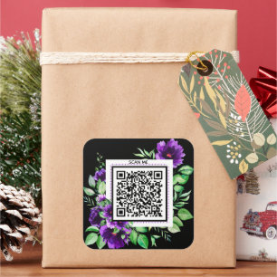 Lila Lavender Rose Blume Danke QR Code Quadratischer Aufkleber