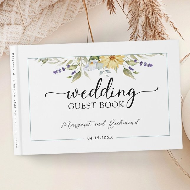 Lila Lavender Rustic Floral Wedding Gästebuch (Von Creator hochgeladen)