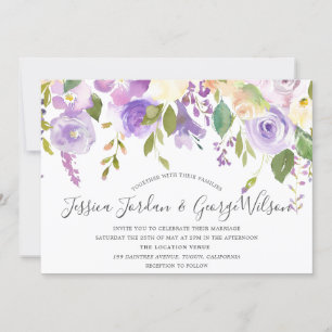 Lila Lavender Watercolor Blume Hochzeit einladen Einladung