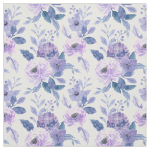 Lila Lavender Watercolor Floral Blue Blätter Stoff