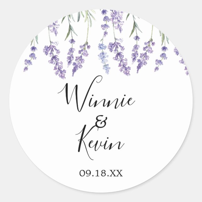 Lila, Lavender Wedding Stickers (Vorderseite)