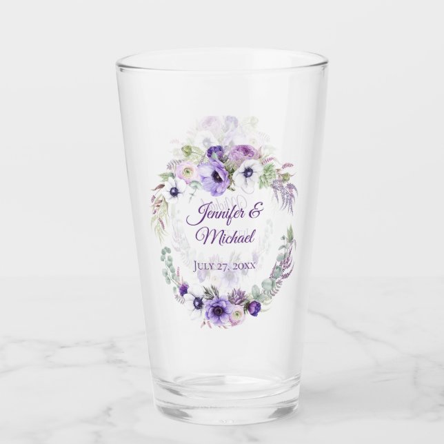 Lila Lavender White Floral Wedding Keepake Glas (Vorderseite)