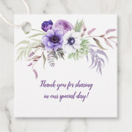 Lila Lavender White Floral Wedding Square | Geschenkanhänger