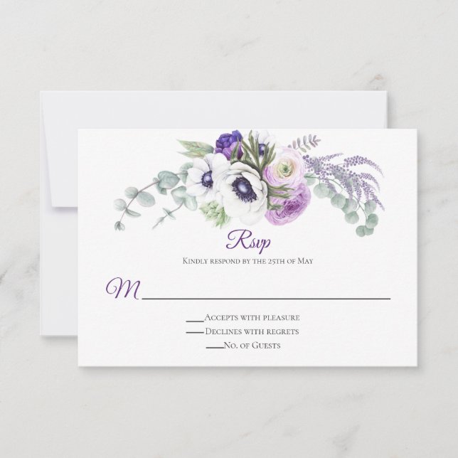 Lila Lavender White UAWG RSVP Karte (Vorderseite)