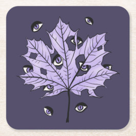 Lila Leaf Creepy Eyes - Spooky Gothic Nature Rechteckiger Pappuntersetzer