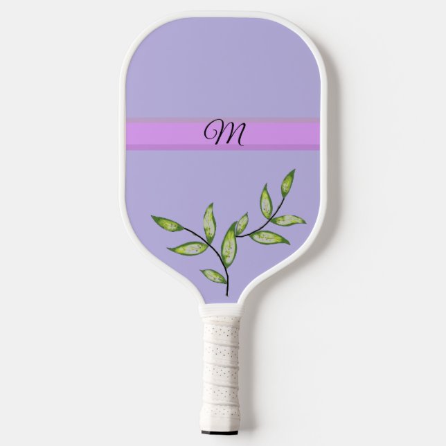 Lila Leaf-Monogramm-Paddel Pickleball Schläger (Rückseite)