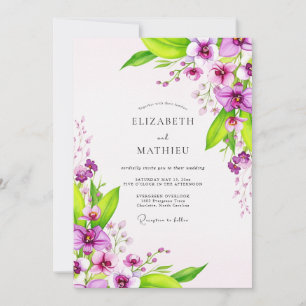 Lila lebendige tropische Hochzeit Einladung