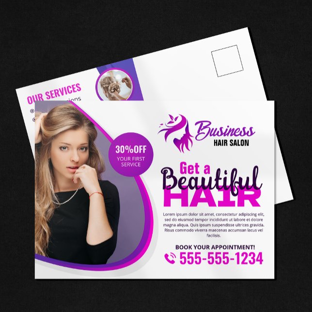 Lila, lebendiges Haar Stylist Salon Beauty Makeup Postkarte (Von Creator hochgeladen)