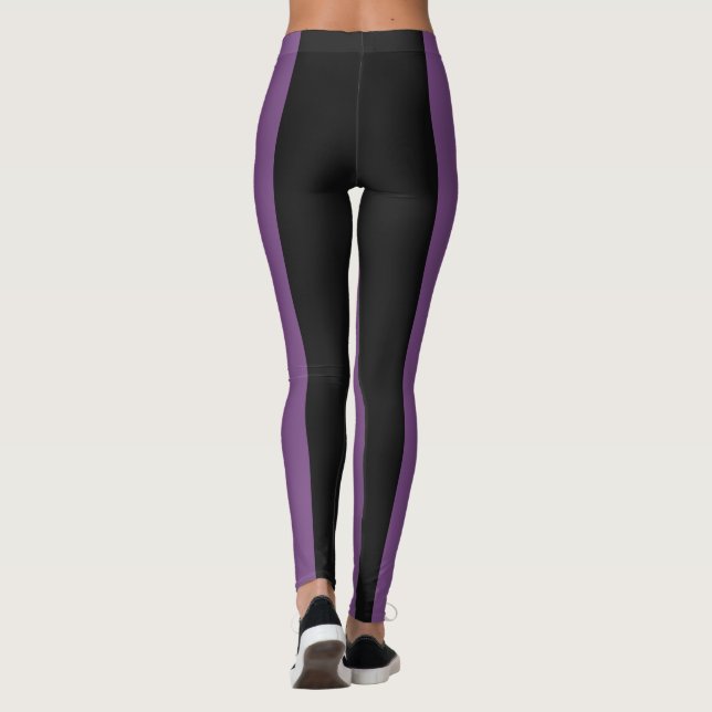 Lila Leggings aus schwarzem Streifen (Rückseite)