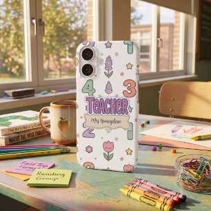 Lila Lehrer Schul Zahlen Muster iPhone 16 Hülle