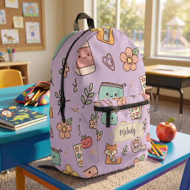 Lila Lehrer Schulbedarf Bedruckter Rucksack