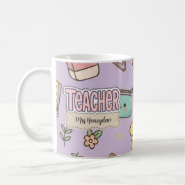 Lila Lehrer Schulbedarf Muster Kaffeetasse