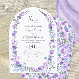 Lila & leicht Blue Rose Garden Wedding Arches Einladung
