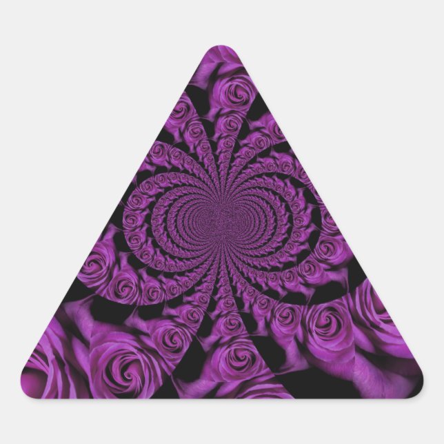 Lila Leidenschaft: Royal Romance Rose Dreieckiger Aufkleber (Vorderseite)