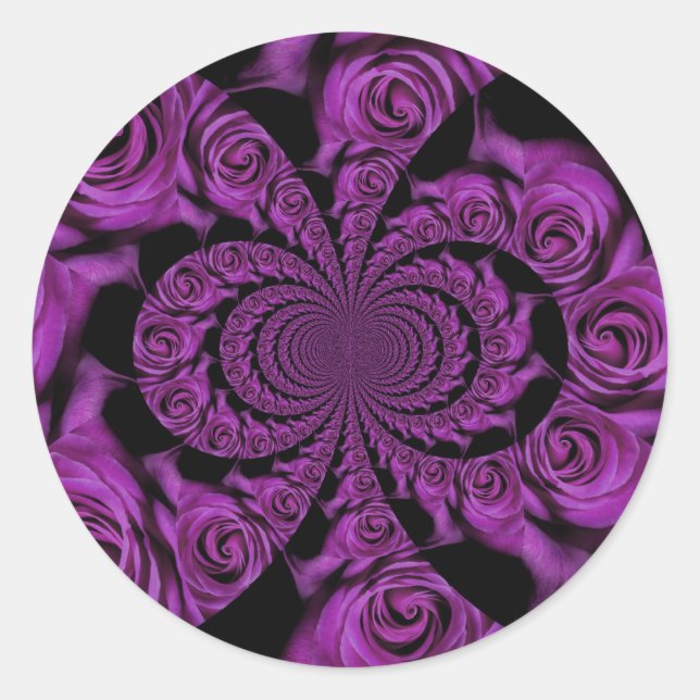 Lila Leidenschaft: Royal Romance Rose Runder Aufkleber (Vorderseite)
