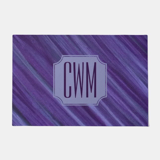 Lila Leidenschaft | Violet Plum Brushstroke Monogr Fußmatte (Vorderseite)