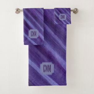 Lila Leidenschaft Violett Pinsel Monogramm Badhandtuch Set