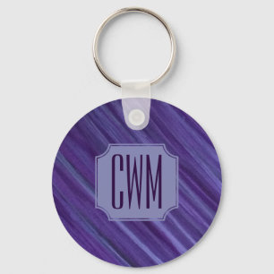 Lila Leidenschaft   Violett Pinsel Monogramm Schlüsselanhänger
