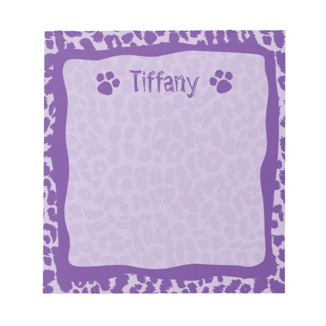 Lila Leopard Cheetah Animal Notepad Notizblock (Vorderseite)
