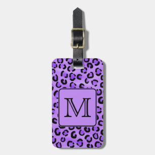 Lila Leopard-Druck-Gewohnheits-Monogramm Gepäckanhänger