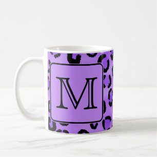 Lila Leopard-Druck-Gewohnheits-Monogramm Kaffeetasse