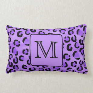 Lila Leopard-Druck-Gewohnheits-Monogramm Lendenkissen
