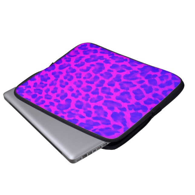 Lila Leopard-Druck-Laptop-Hülse Laptopschutzhülle (Vorne Knopf)