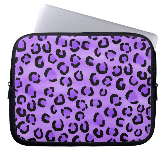Lila Leopard-Druck-Muster Laptopschutzhülle (Vorderseite)